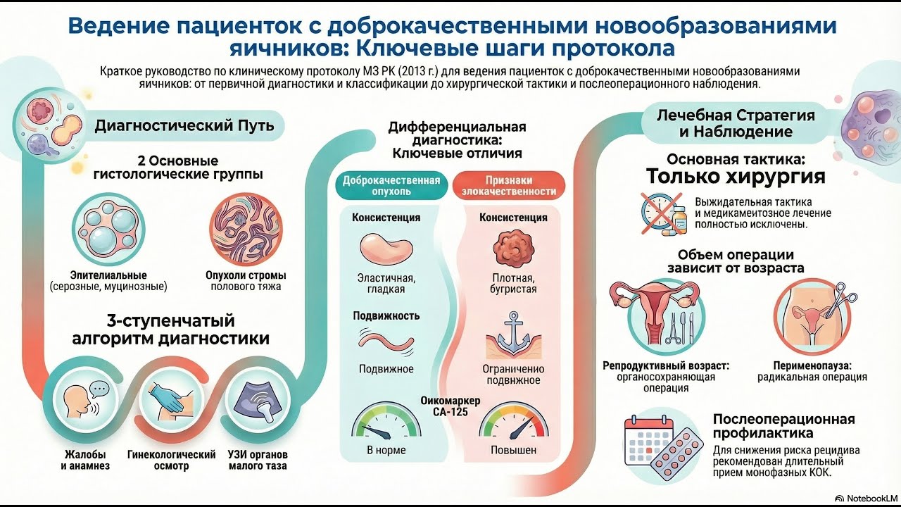 Доброкачественные новообразования яичников: Клинический протокол. Лечение и Диагностика. Гинекология