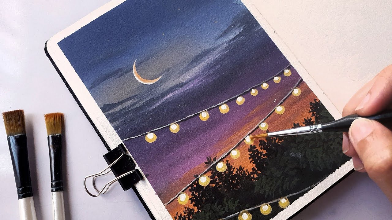 Gouache painting /Easy painting for beginners/ Step by step Tutorial