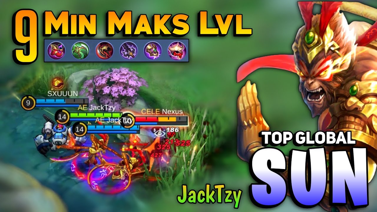 9 Minute Maks Lvl! Sun Fast Farm Rotation [ Top Global Sun Best Build 2021 ] By JackTzy - MLBB