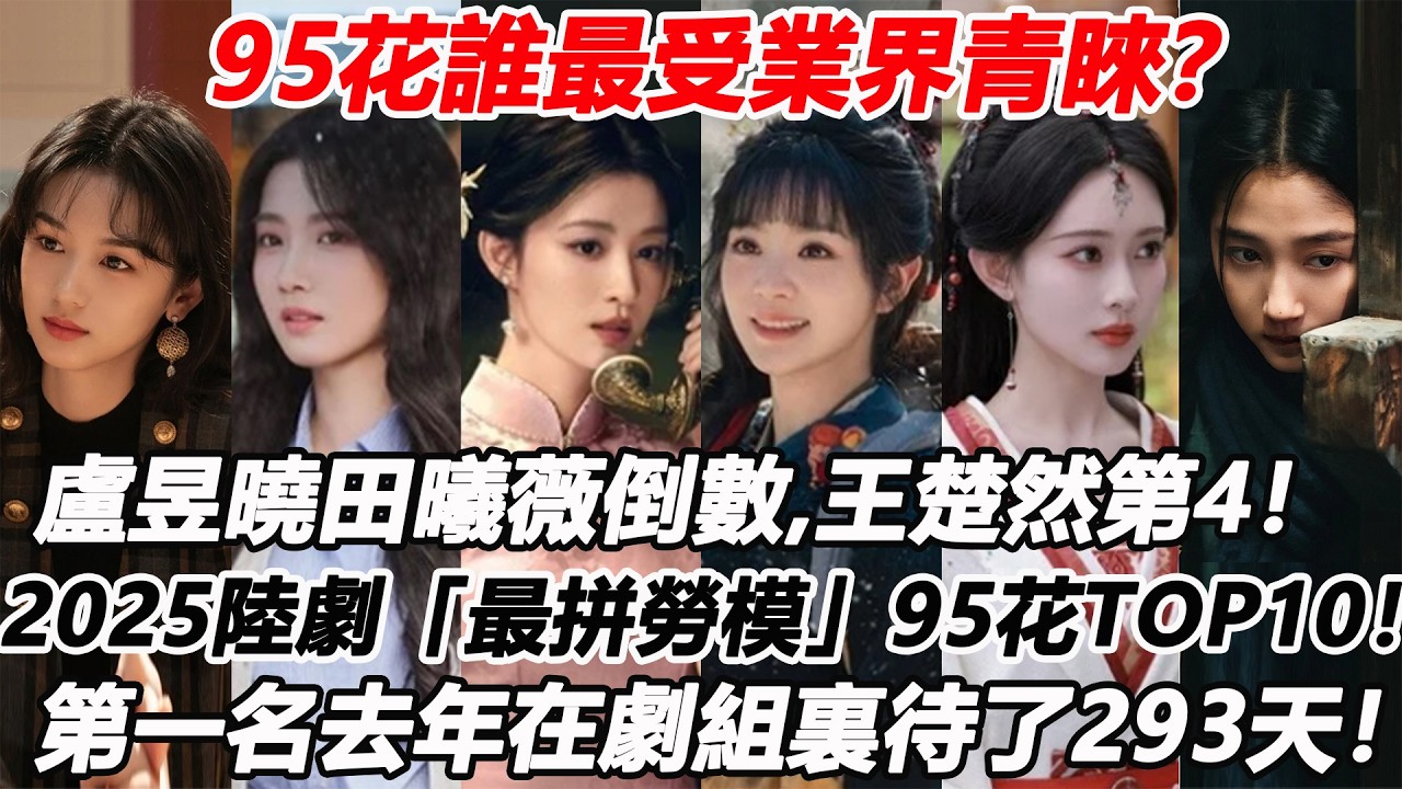 95花誰最受業界青睞？盧昱曉田曦薇倒數，王楚然第4！2025陸劇「最拼勞模」95花TOP10！關曉彤孫千不及周也，徐若晗第2？第一名去年在劇組裏待了293天！#卢昱晓 #王楚然 #孟子义 #周也