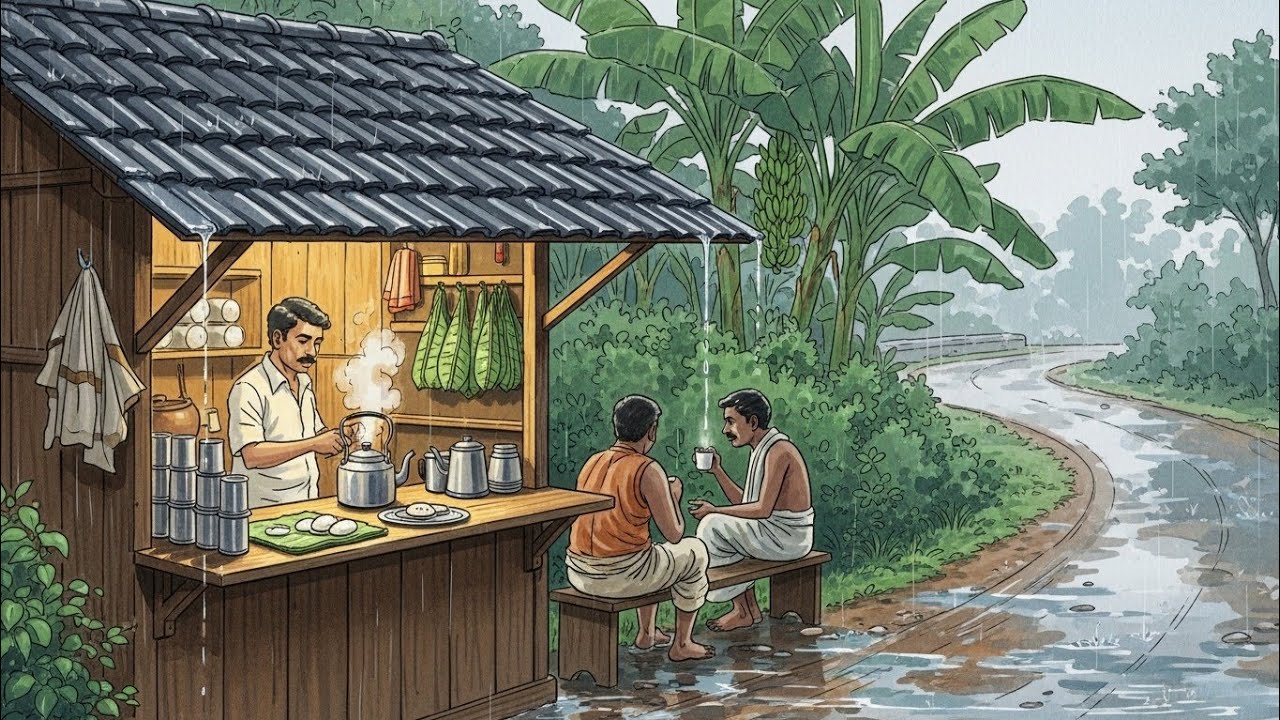 1990s Tamil Nadu Monsoon Life | Ghibli Style ASMR Village Story | 🌧️ Rainy Village Tales