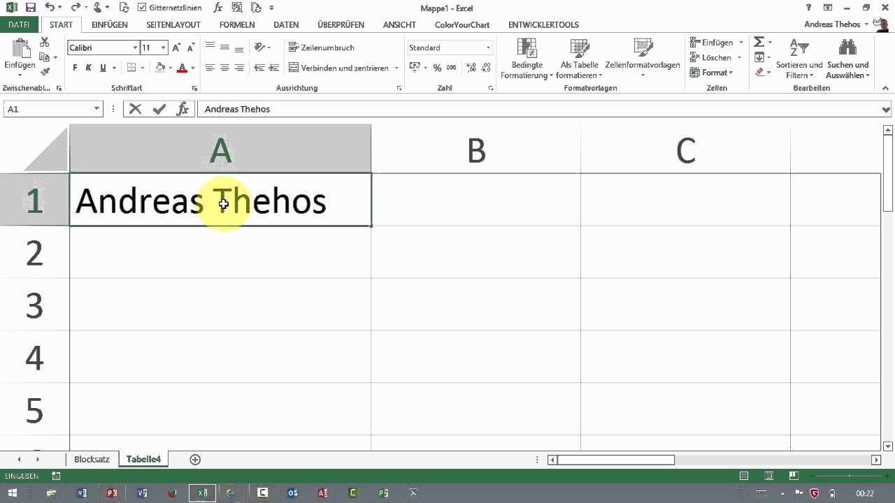 Excel # 591 - Blocksatz - Text aus mehreren Zeilen neu verteilen