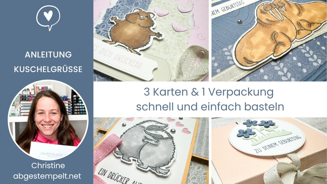 Anleitung 3 Karten + 1 Verpackung einfach und schnell basteln⎜Kuschelgrüsse ⎜Stampin' Up!®