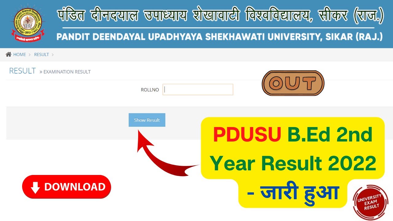 PDUSU BEd 2nd Year Result 2022 जारी हुआ | Shekhawati University BEd Result | How To Download