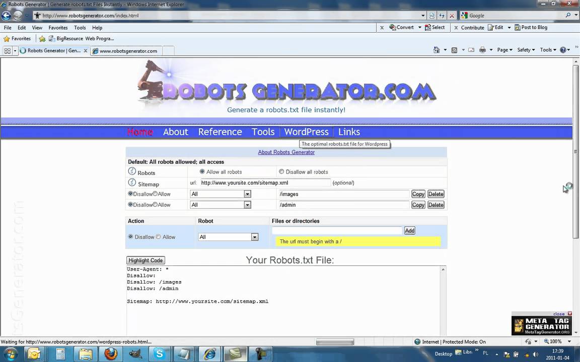 Generate a robots.txt file instantly