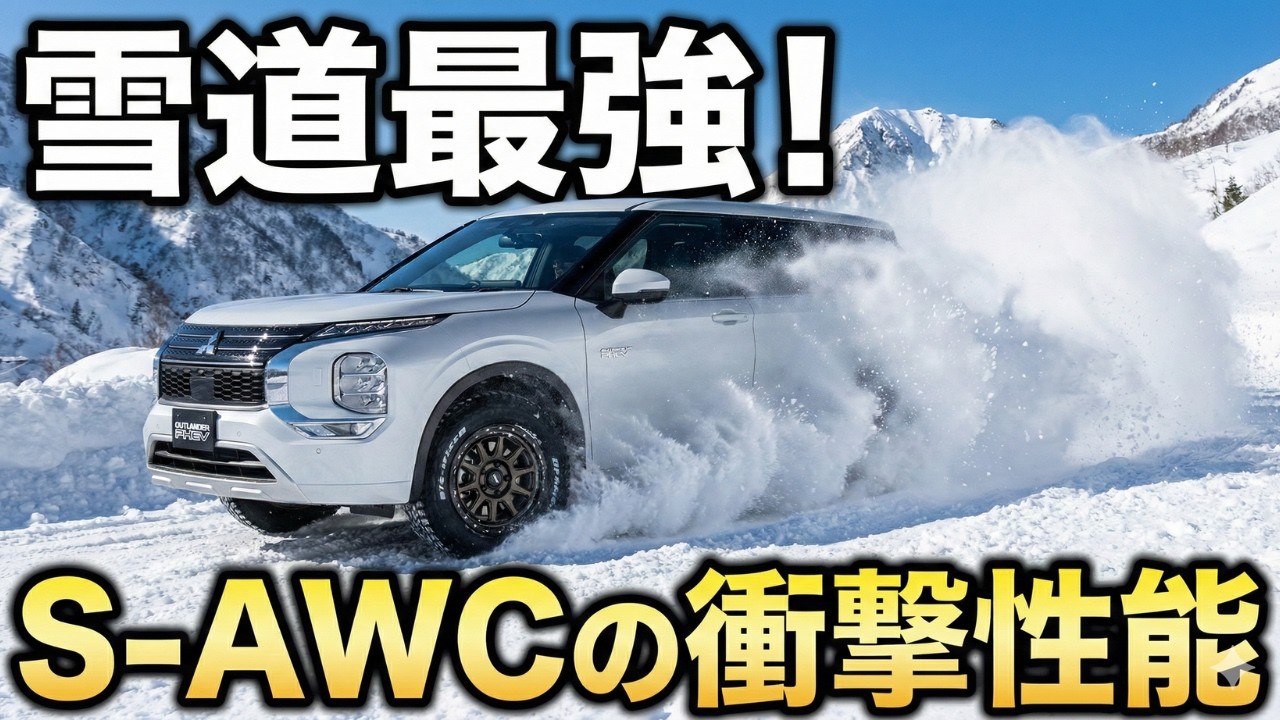 【最強SUV】アウトランダーPHEVで雪道走行！S-AWCの威力がヤバすぎた… 新ホイールで冬支度完了【納車４ヶ月】