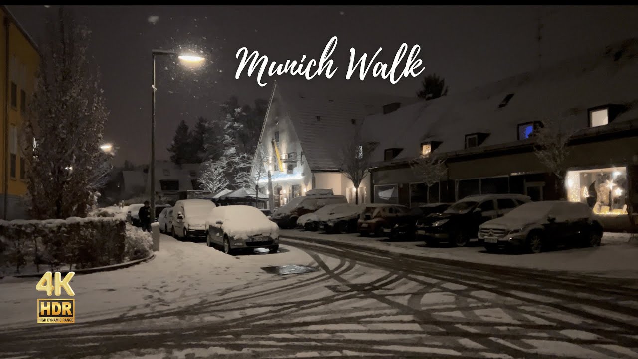 Snowy Munich, Innsbrucker Ring at Night - 4K HDR