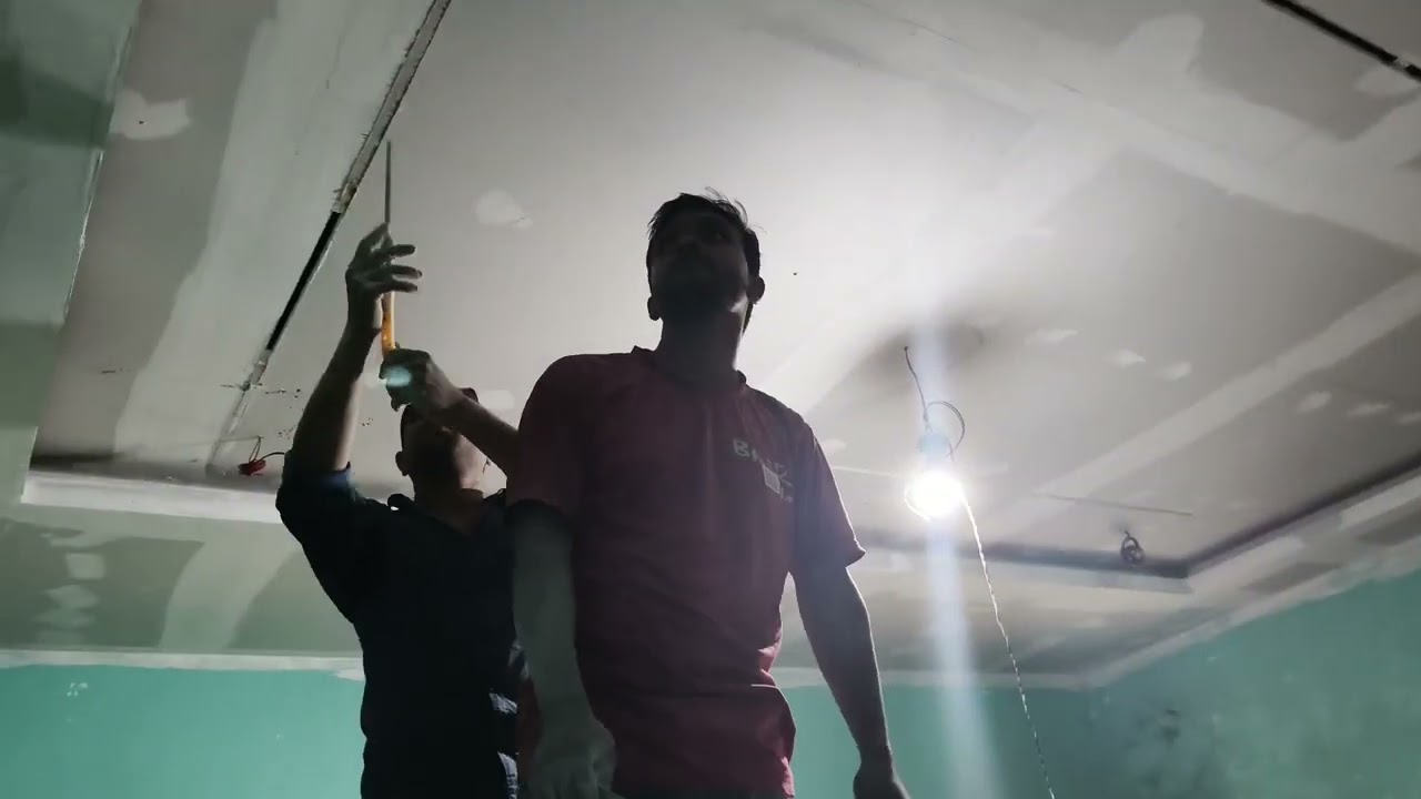 Gypsum Profile Light Cutting Work | False Ceiling Process