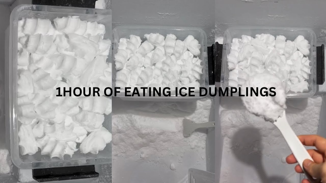 1 HOUR NON STOP FREEZER FROST EATING | FROST DUMPLINGS | MAKING FROST DUMPLINGS | SOFT ICE | ICE