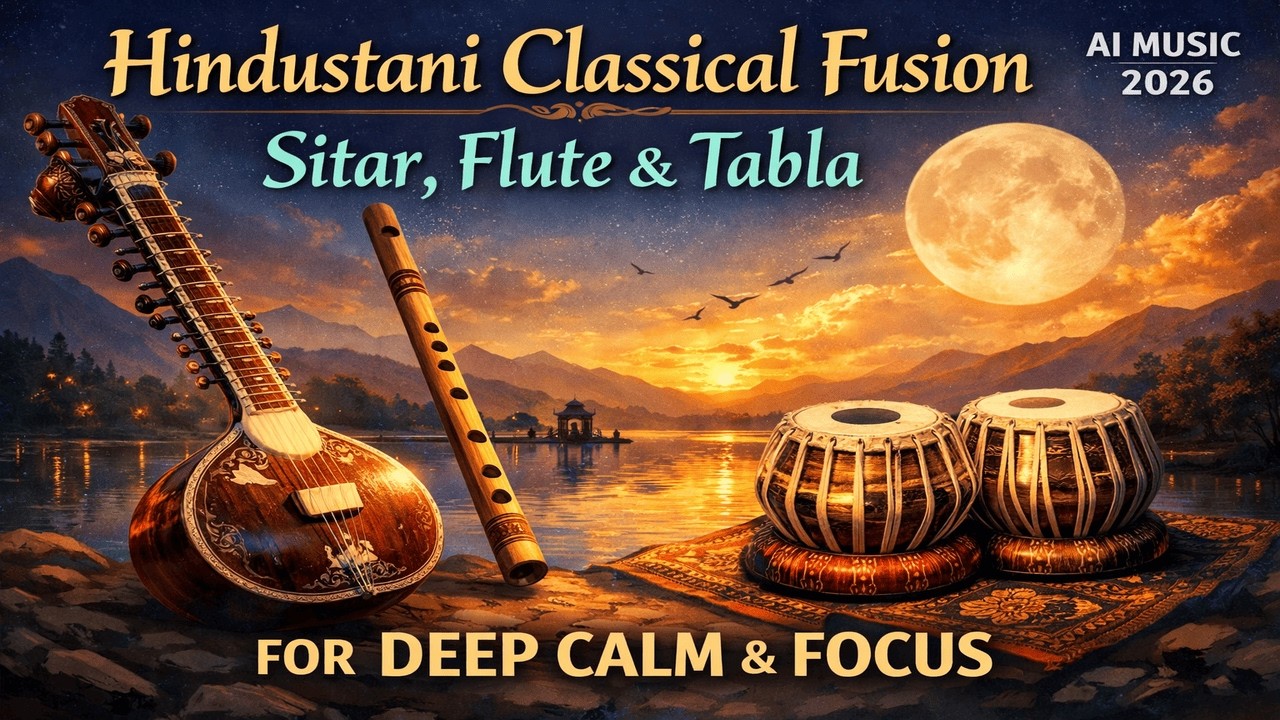 Hindustani Classical Fusion Sitar, Flute & Tabla for Deep Calm & Focus  @RagaVerseAI