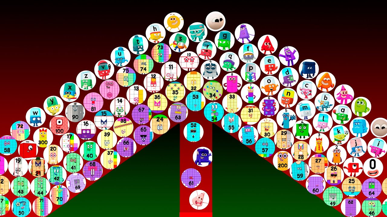 120 LEARNINGBLOCKS Algodoo Marble Race - Who Will Win? Alphablocks Marbles vs Numberblocks Marbles