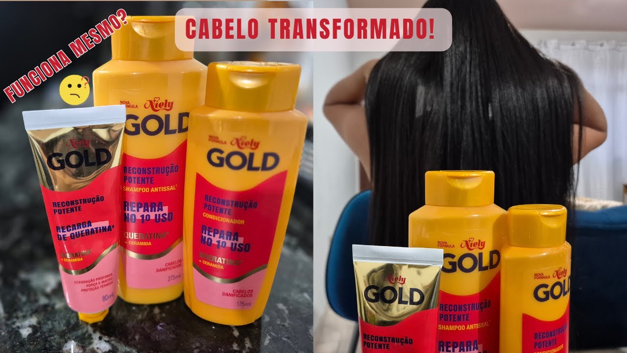 ✨ Testando a NOVA linha de Queratina Niely Gold &ndash; Reconstru&ccedil;&atilde;o potente! 💛