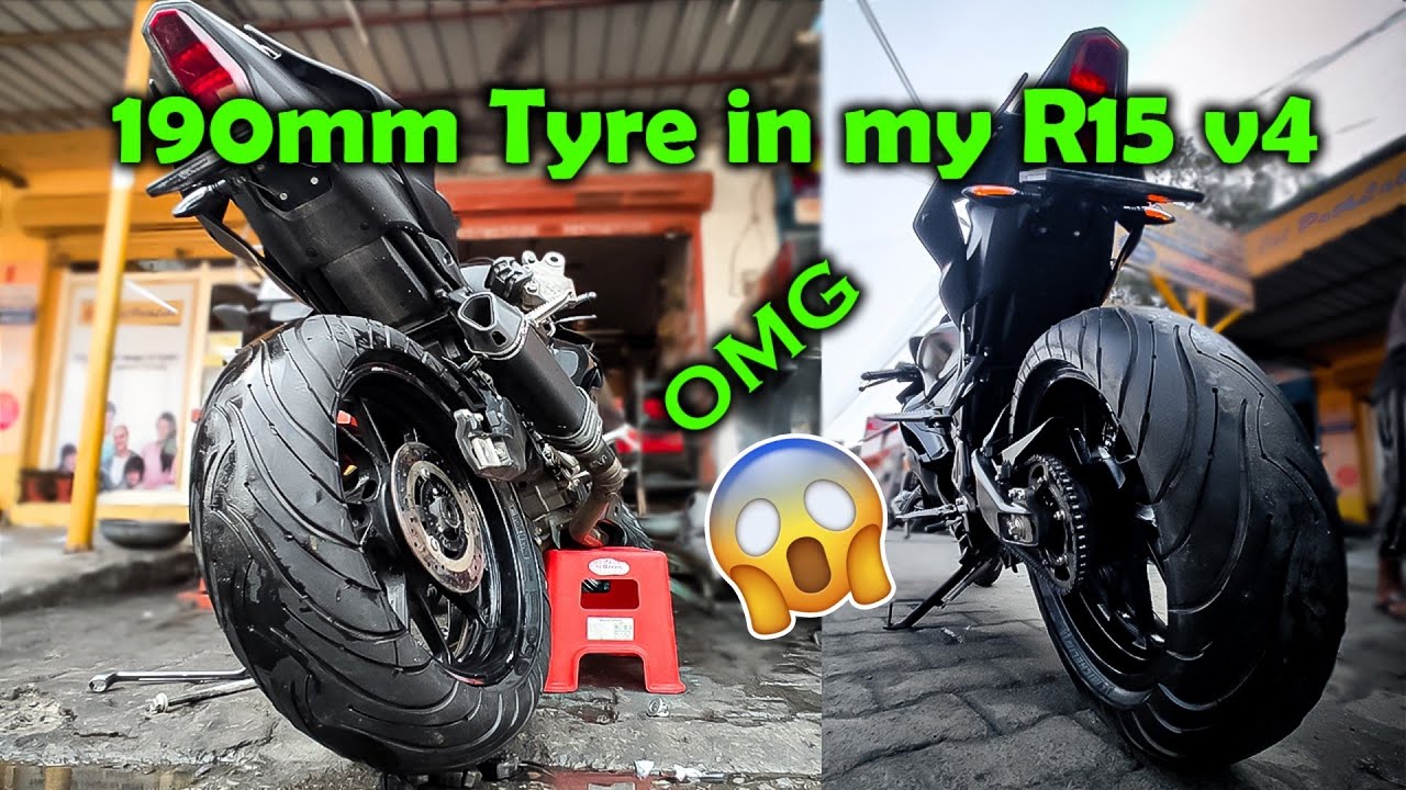 installing 190mm Tyre in My R15 v4 |Superbike Tyre in My R15v4| #r15v4modified #r15v4#yamaha