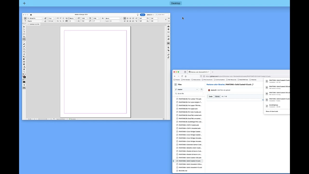 Adding PMS colors to InDesign