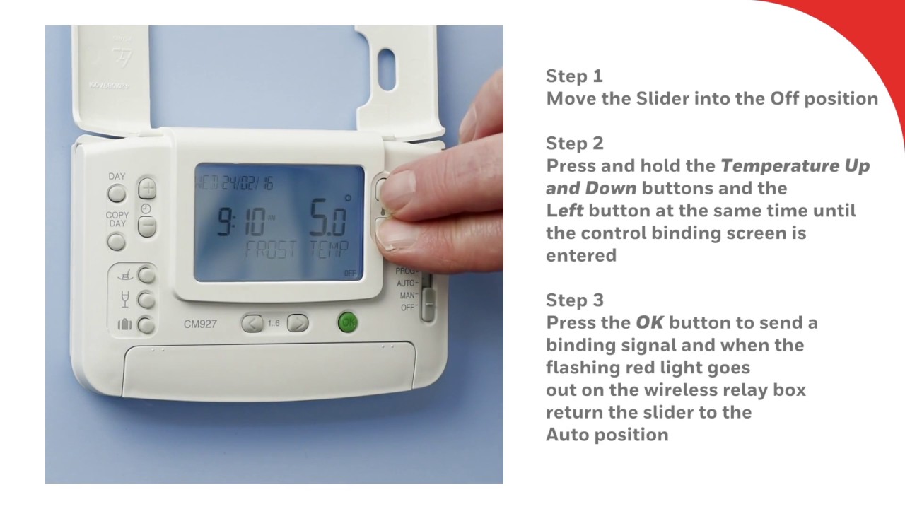 Sending a Binding signal from the CM921 or CM927 Honeywell Home Wireless Thermostat