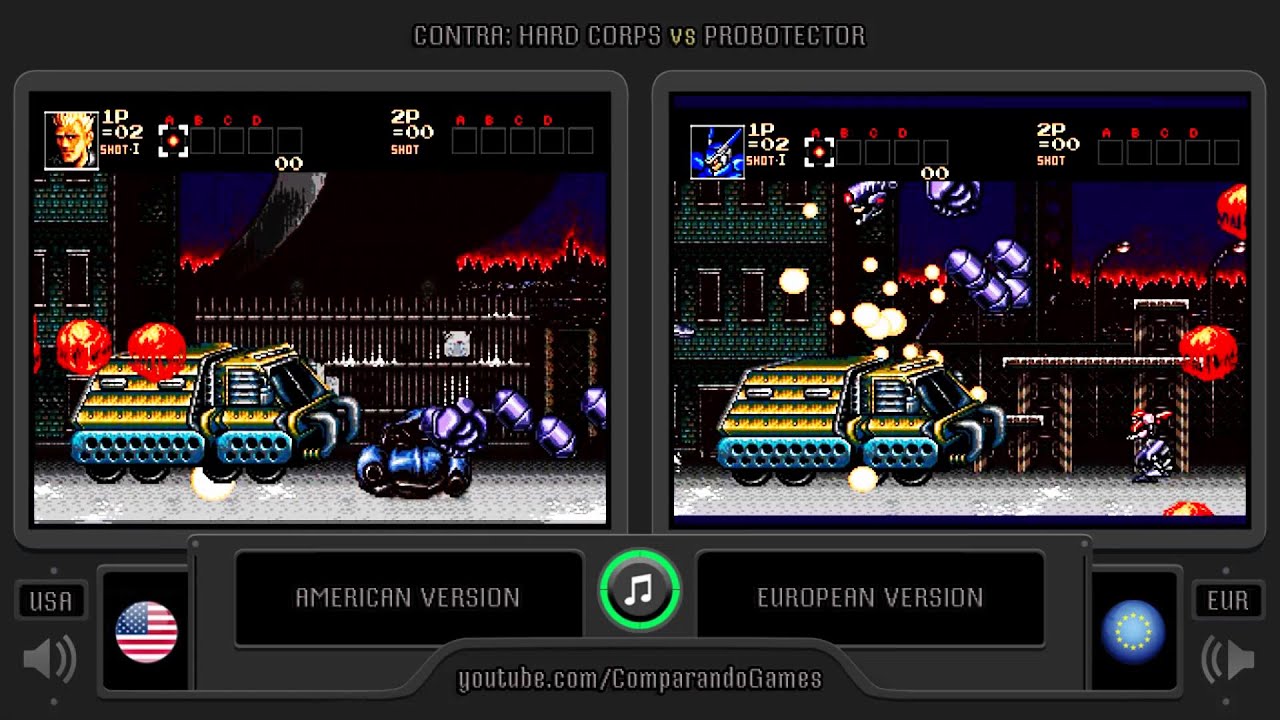 Regional Differences [19] Contra: Hard Corps vs Probotector (USA vs EUR) Sega Genesis vs Mega Drive