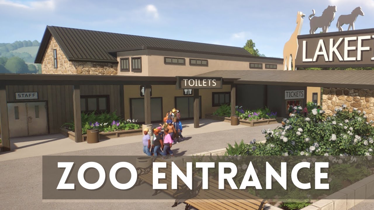 LAKEFIELD ZOO ENTRANCE! #5 Franchise Zoo Hard Mode Planet Zoo Modern Entrance