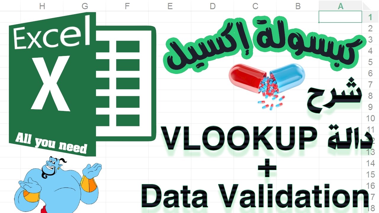 دالة اكسل Excel validate data and vlookup
