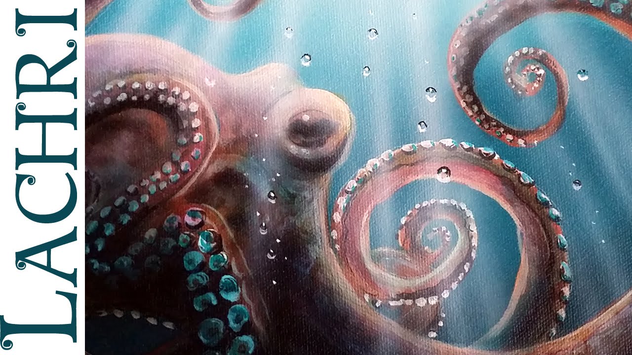 Speed Painting octopus in  acrylic - Time Lapse Demo by Lachri
