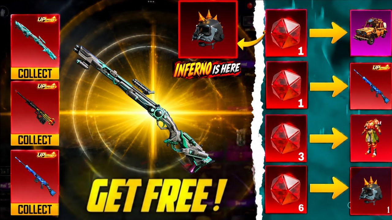 😱 Inferno Helmet And Free Old Upgraded Gun | New Secret Trick To Get Free Mythic Emblems