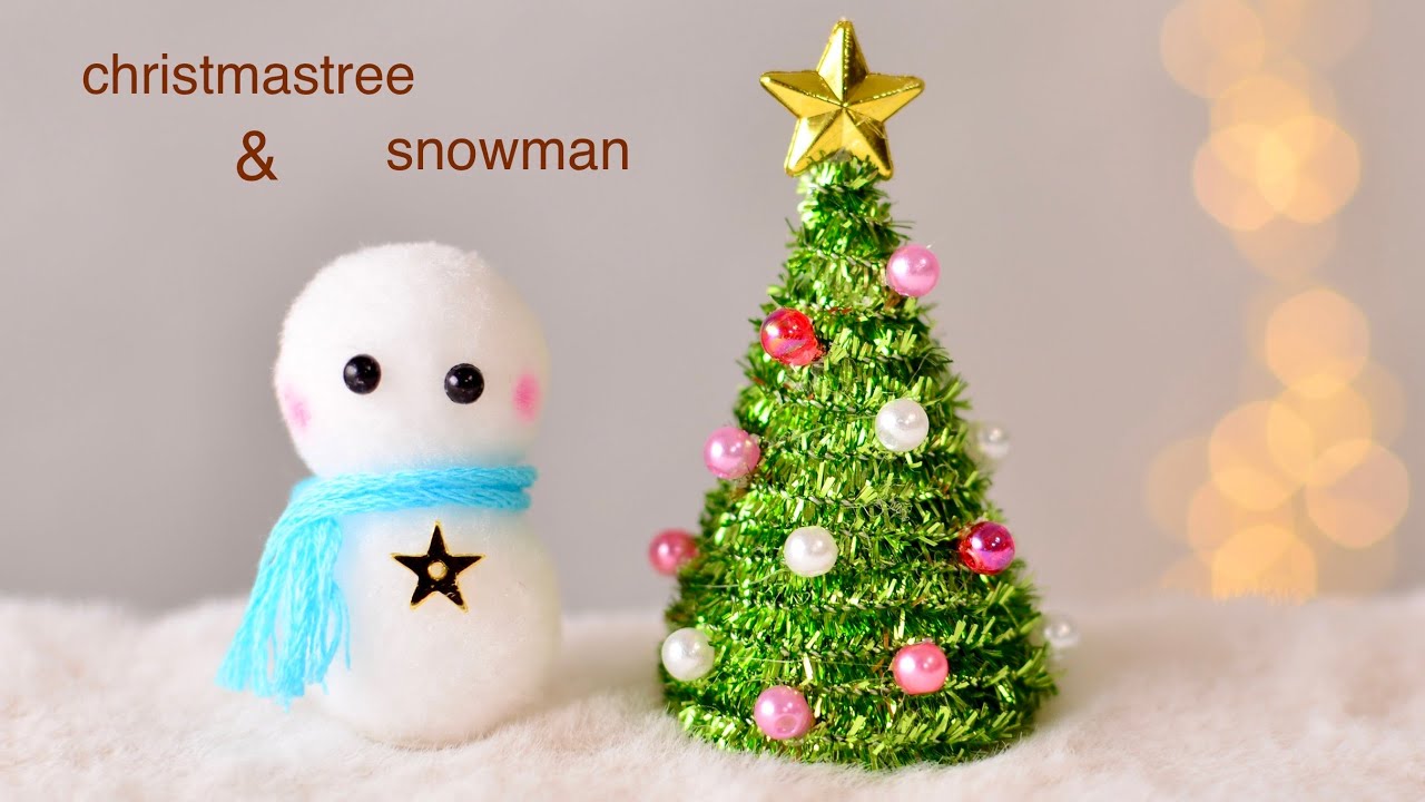 【100均DIY】モールツリーとポンポン雪だるまの作り方 🎄⛄️christmastree&snowman