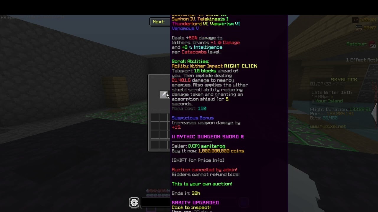Auction cancelled by an admin????????????????????????