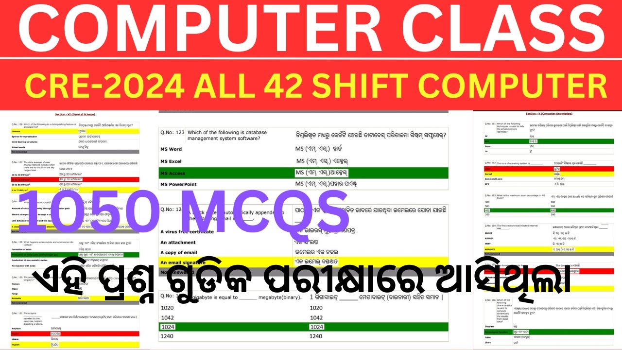 OSSSC 42 SHIFT COMPUTER ✅MARATHON CLASS |1050 MCQs |🚀Booster COMPLETE କମ୍ପ୍ୟୁଟର