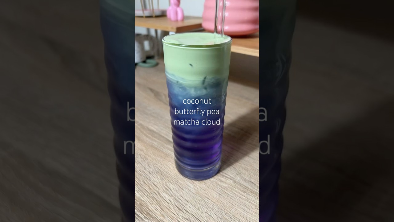 coconut butterfly pea matcha cloud 🦋🍵☁️ #matcharecipe #matcha #cloud #coconut #matchagrlcafe