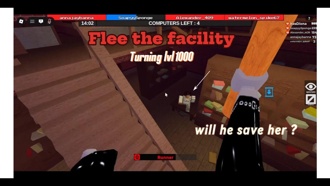 Roblox Flee The Facility turning level 1000 in pro servers !