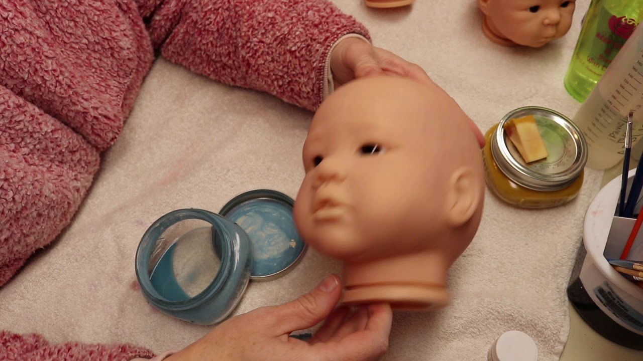 Asian Skin Tones Reborning Tutorial: Step 7, Light Blue Mottling Layer