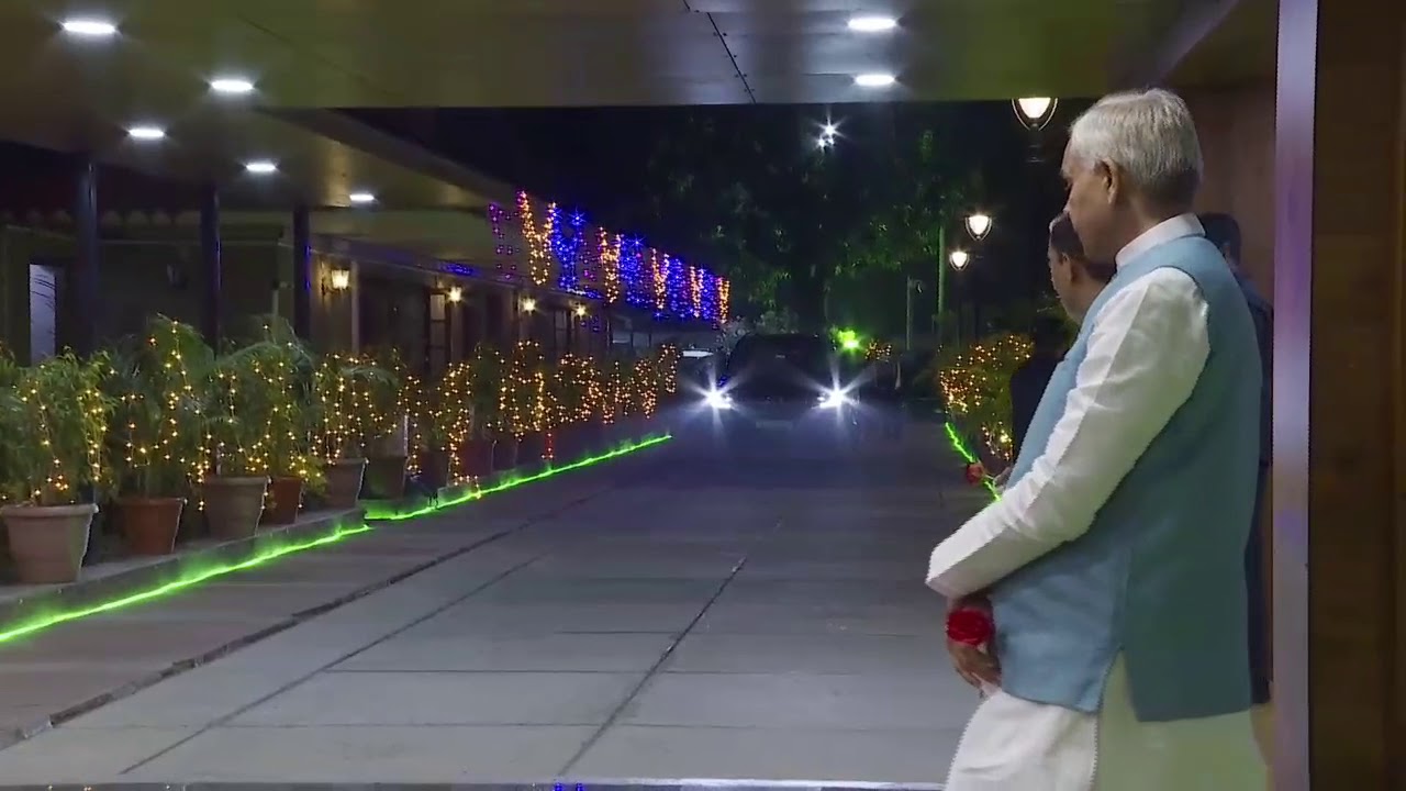 PM Modi arrives at Raj Bhavan in Gandhinagar, Gujarat for night halt