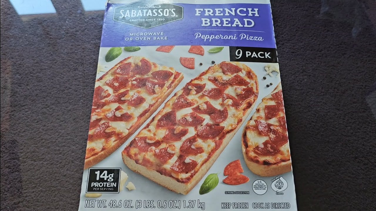 Costco Sale Item Review Sabatasso's French Bread Pepperoni Pizza Microwave or Oven Bake Taste Test
