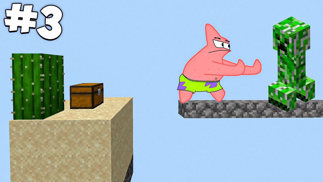 Creeper again... SpongeBob and Patrick Survive in Minecraft SKY BLOCK #3