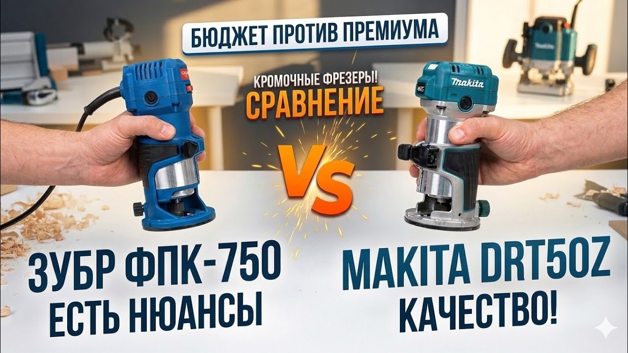 Сравнение качества фрезера ЗУБР ФПК-750 и Makita DRT50Z