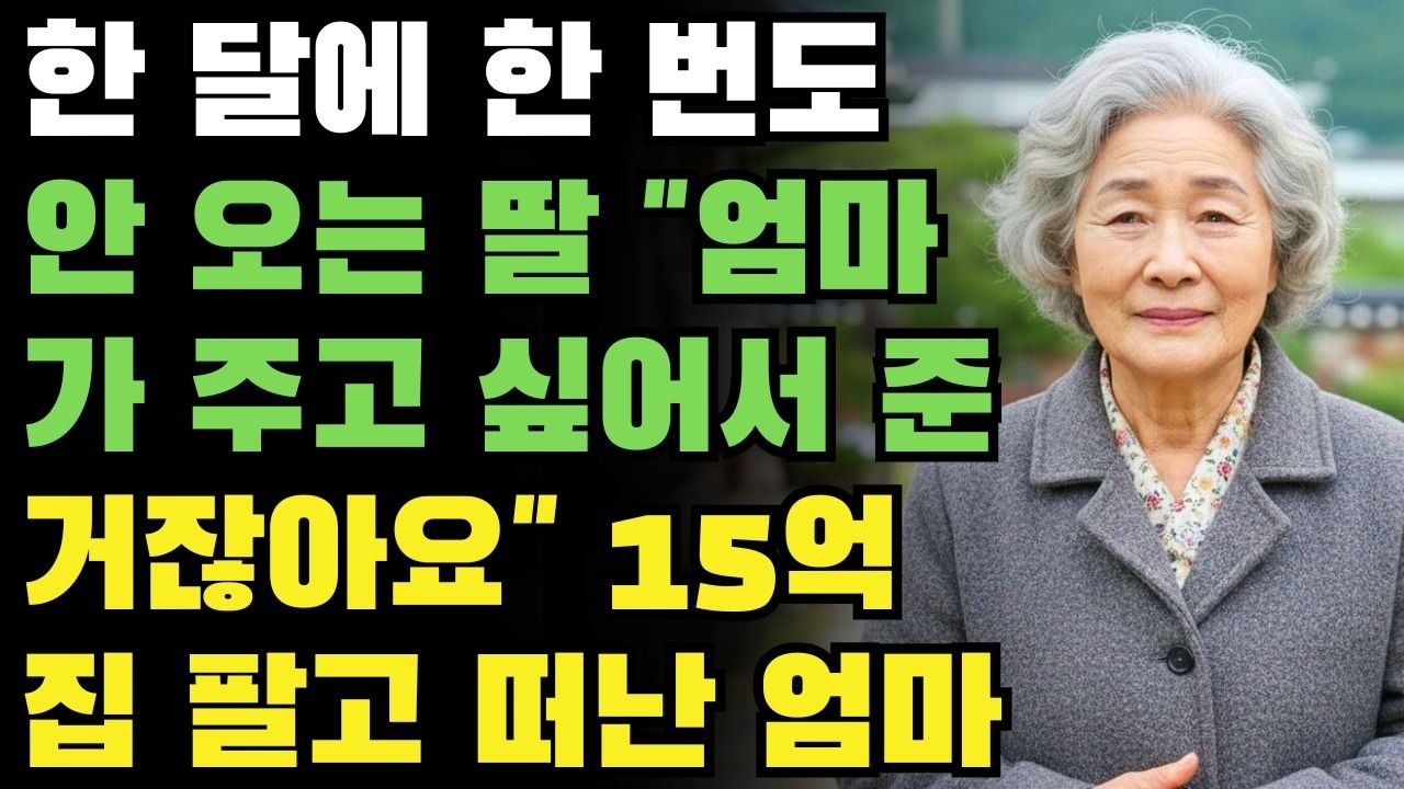 ''그건 엄마가 주고 싶어서 준 거 아니에요'' 2억 빌려준 것도 모자라 한 달에 한 번도 안 오는 딸 때문에 15억 집 팔고 혼자 사는 어느 어머니