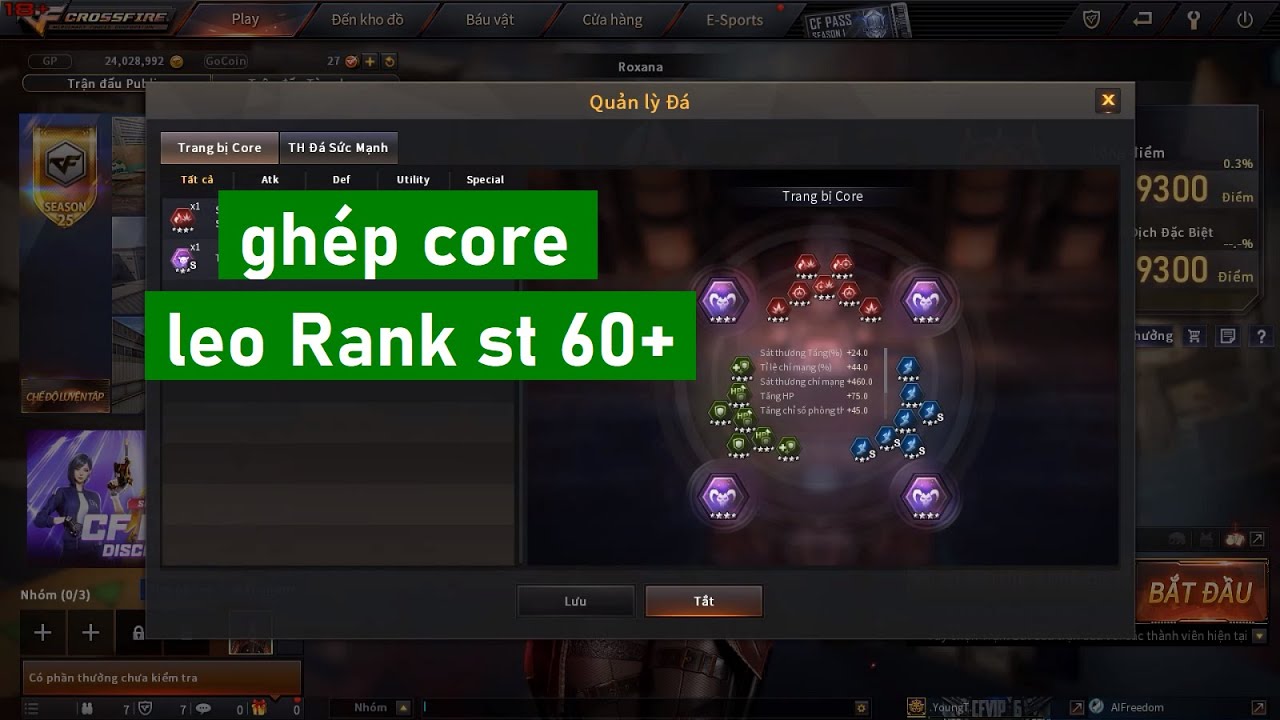 hướng dẫn ghép core leo AI Rank st 60+