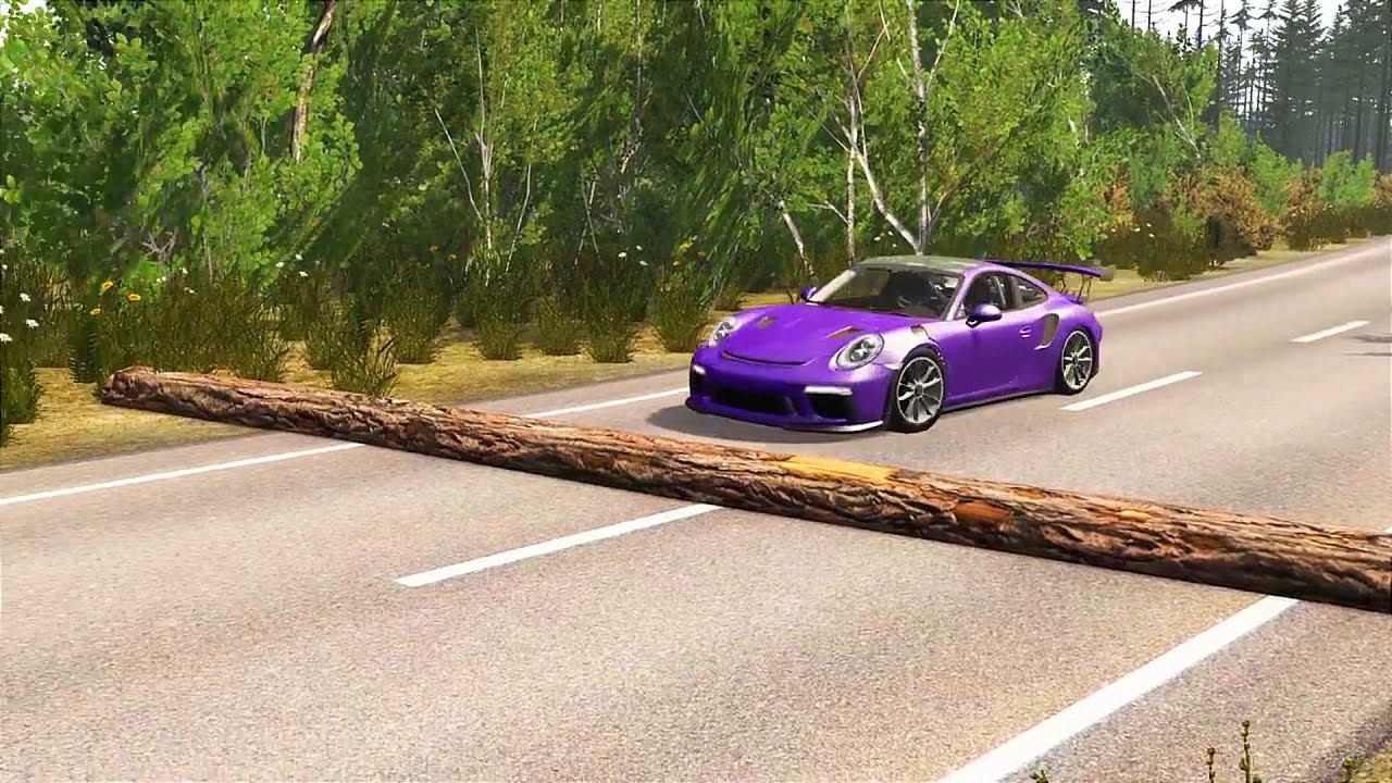 Cars vs Fallen Tree#6 - BeamNG.Drive