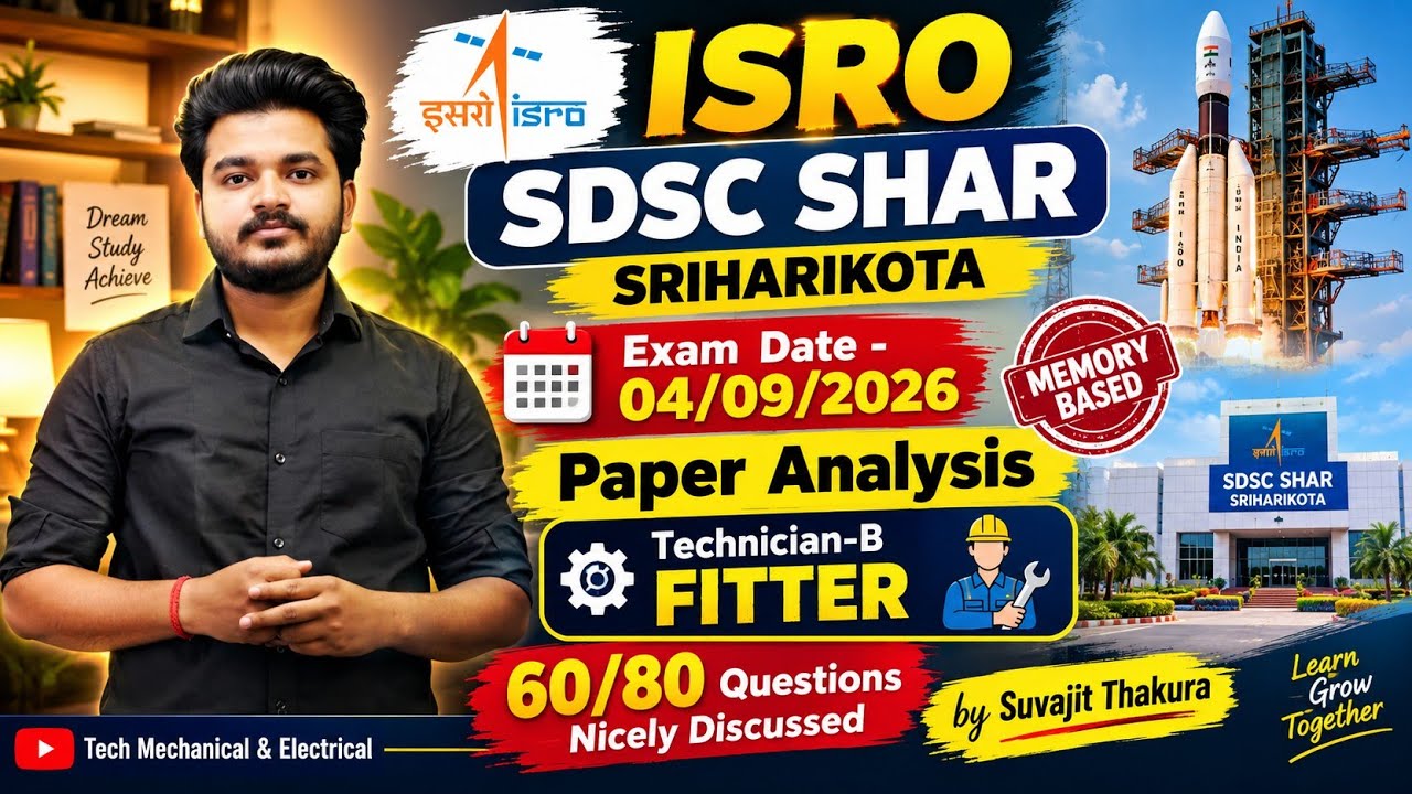 ISRO SDSC SHAR Fitter Question Paper 2026 Analysis| SDSC SHAR Fitter Question Paper 05/09/2026 #isro