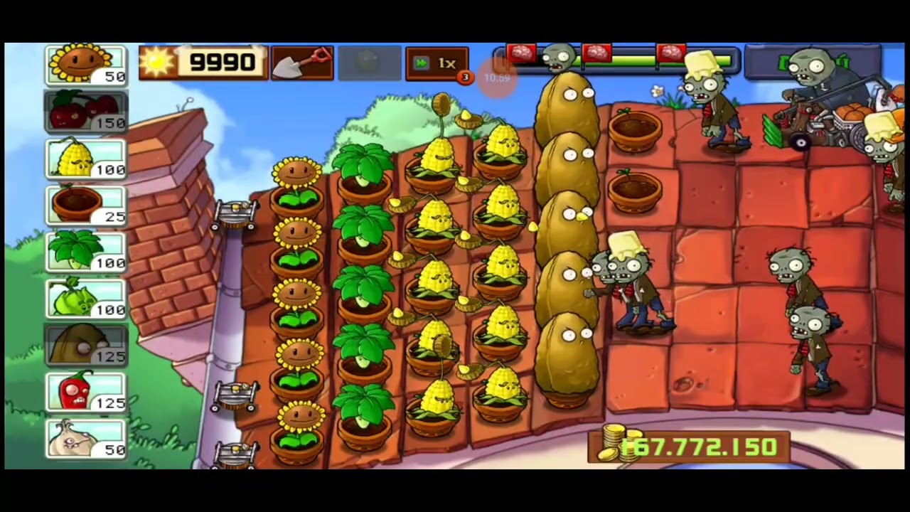 Pasando los últimos nvls de la aventura 1 jugando Plantas vs Zombies 
