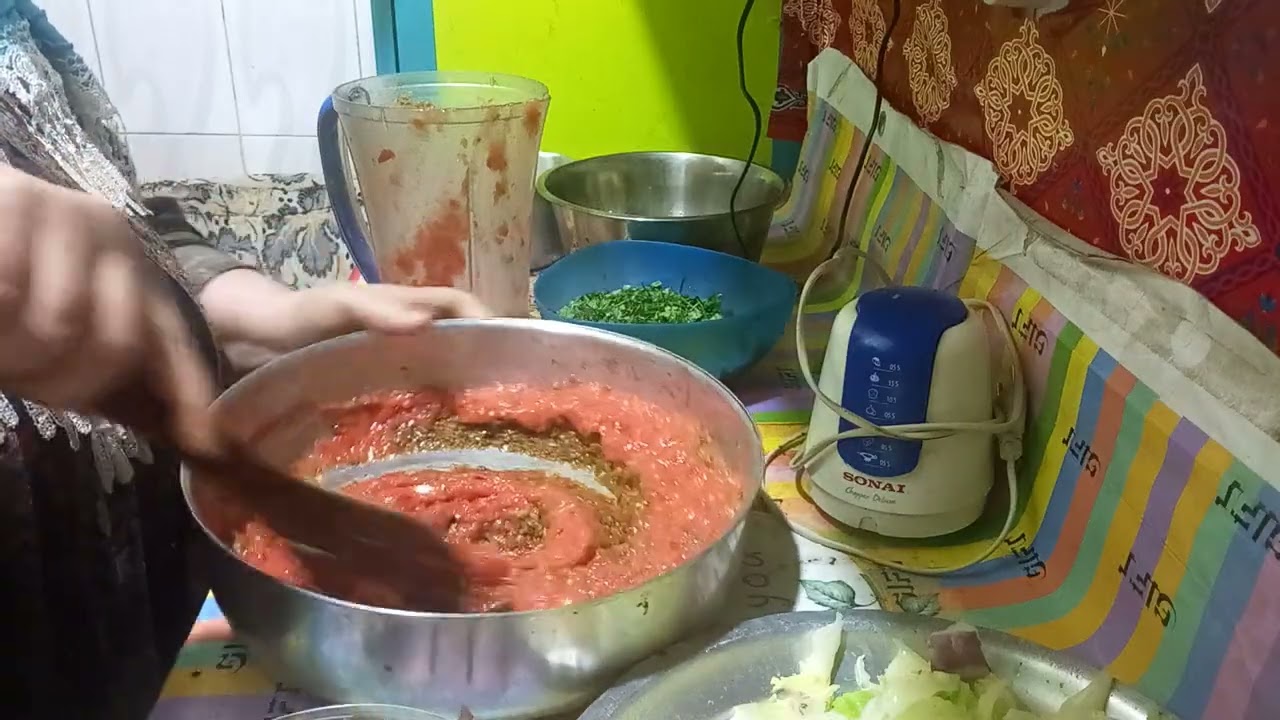 طريقة المحشي الفلاحي خلطه رهيبه   لاول مره. محشي سوتيه منغي تحمير بصل