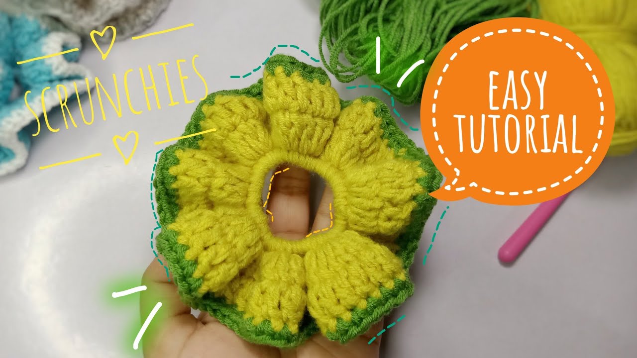 Crochet Scrunchies Tutorial For absolute beginners. Easy crochet projects anyone can make.