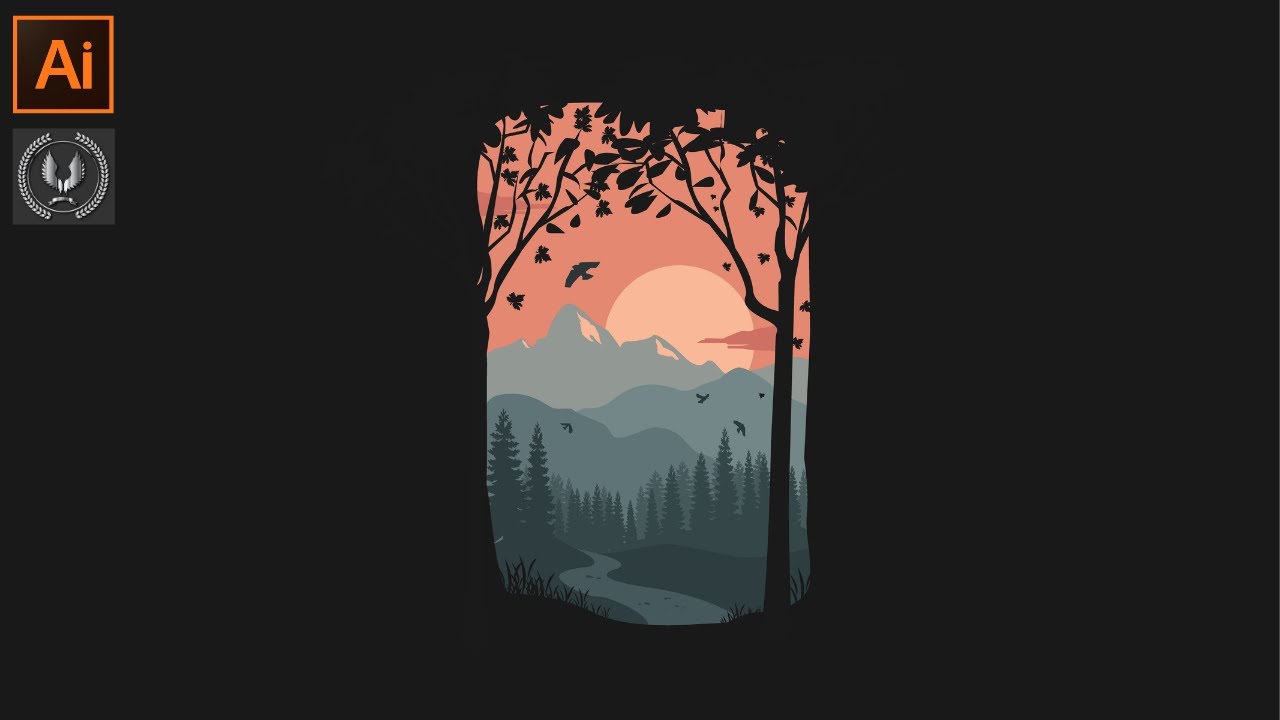 Adobe Illustrator CC Tutorial - How to Make a Beautiful Landscape Background Design