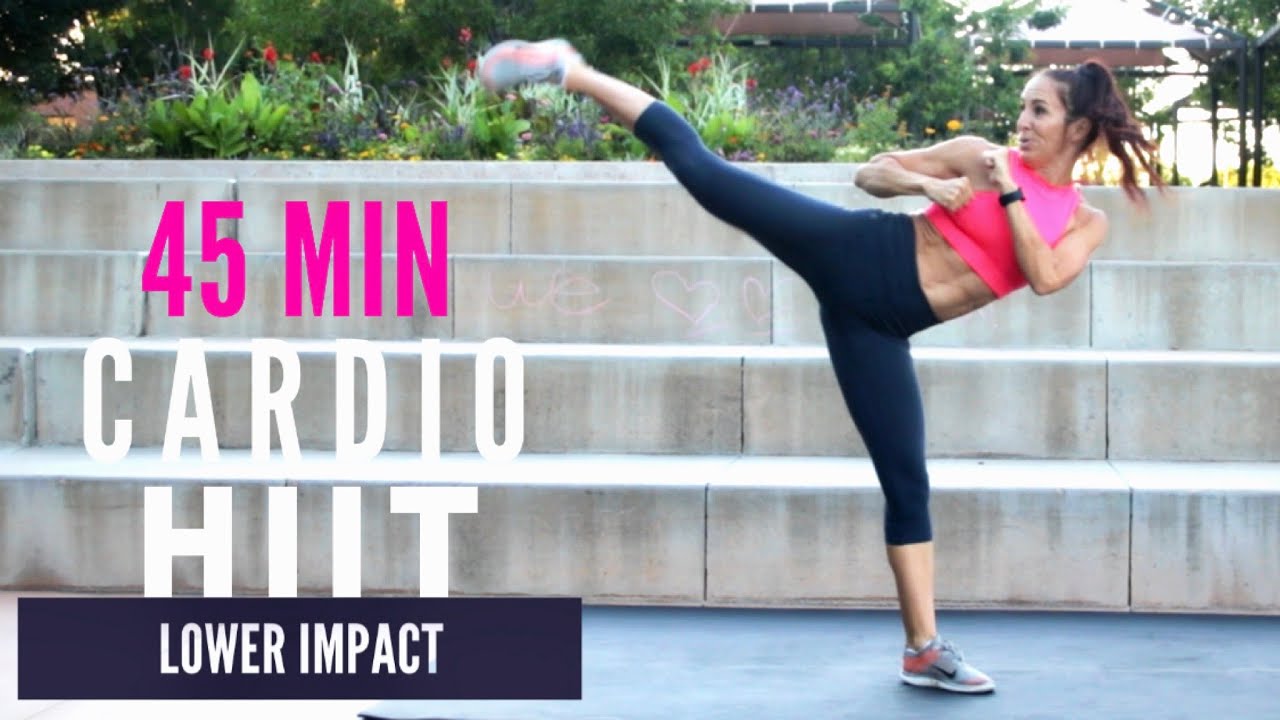 INTENSE FUN LOWER IMPACT Cardio HIIT || 45 Min FULL BODY Workout || Cardio Kickbox + WARM UP/ COOL