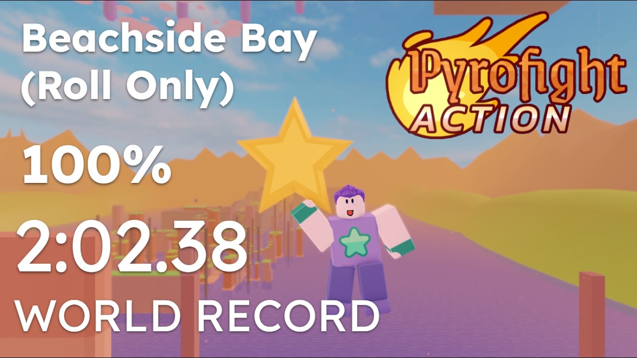 [WR] Pyrofight Action - Beachside Bay - 100% (Roll Only) speedrun in 2:02.38