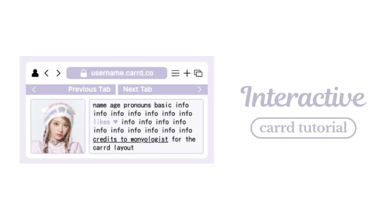 minimalist interactive carrd tutorial - cr wonyologist