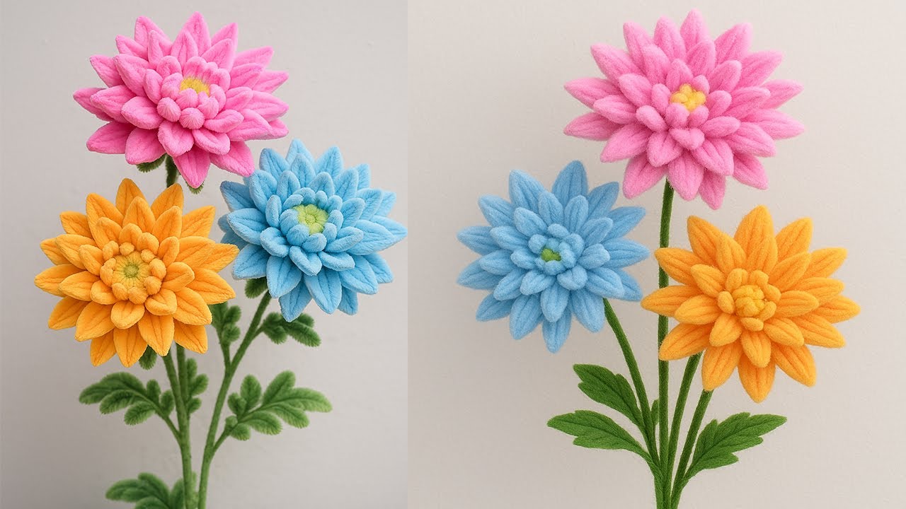 So Easy 🌸 You Won't Believe How Easy These Beautiful Dahlia Flowers from Pipe Cleaners Are!