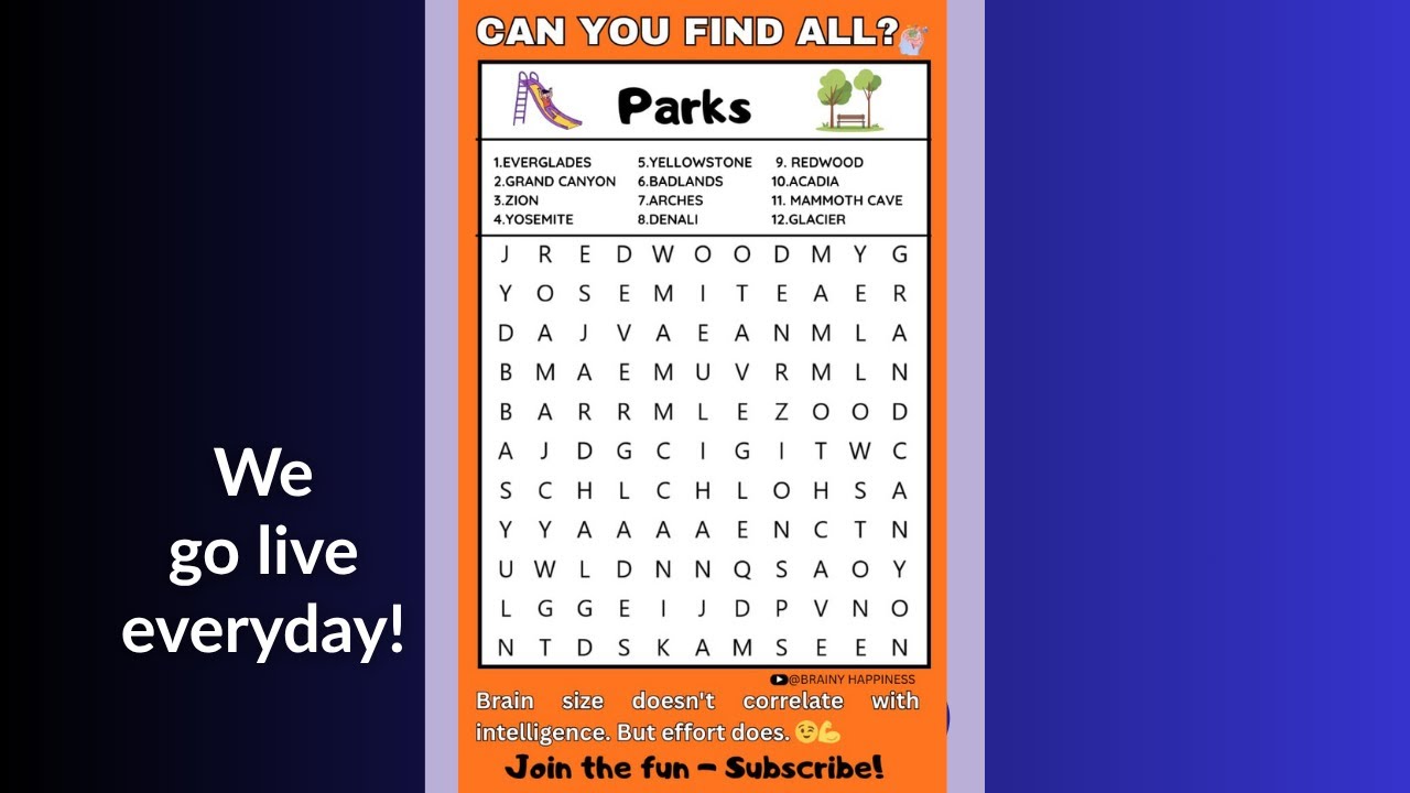 🔥Ultimate Relaxing Word Search: Find 12 American Parks 🎡 | Silent & Calming
