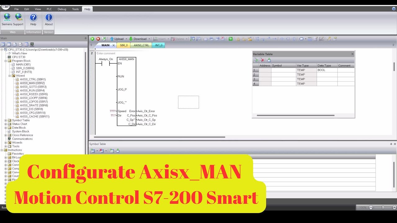 How to Declare the AXISx_MAN Subroutine for Motion Control in S7-200 SMART PLC