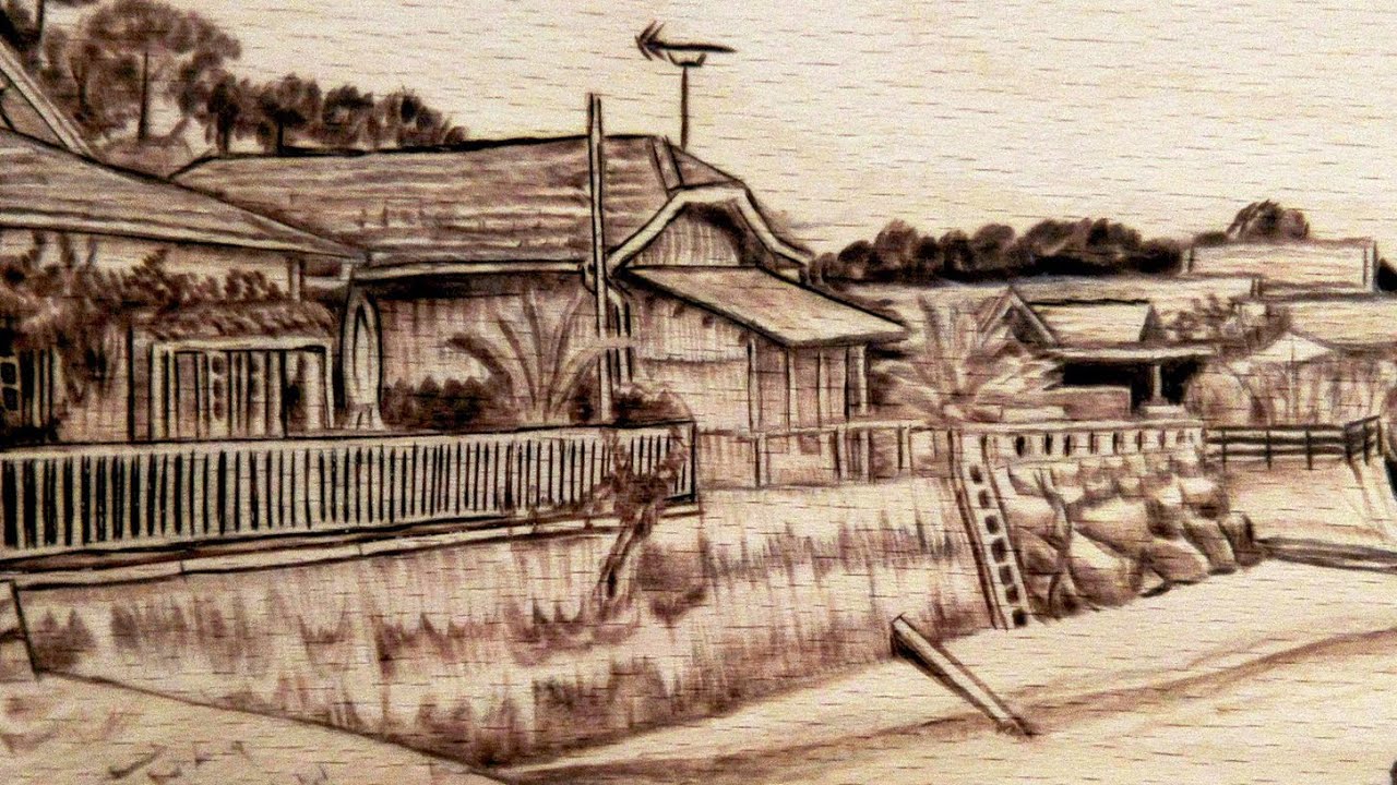 French Landscape | Pyrography Time-lapse