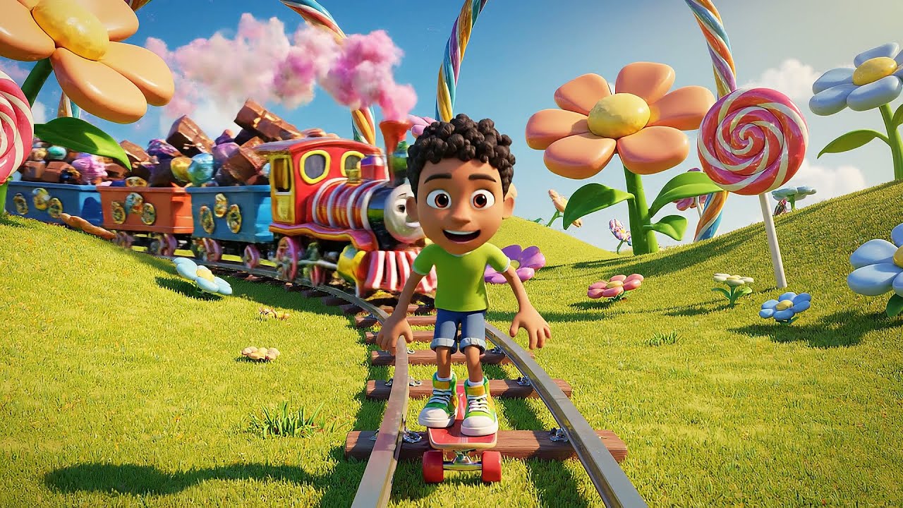 O mini skatista do Subway Surfers pulou em um trem de doces 🍬🚂 | Canções Infantis e Rimas para